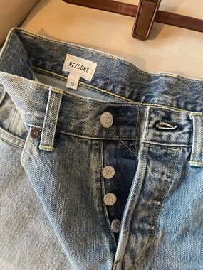 Re/Done Light Blue High-Rise Button-Fly Jeans